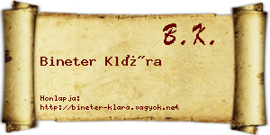 Bineter Klára névjegykártya